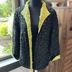 Textured Black and Green Reversible Women's Jacket Size S